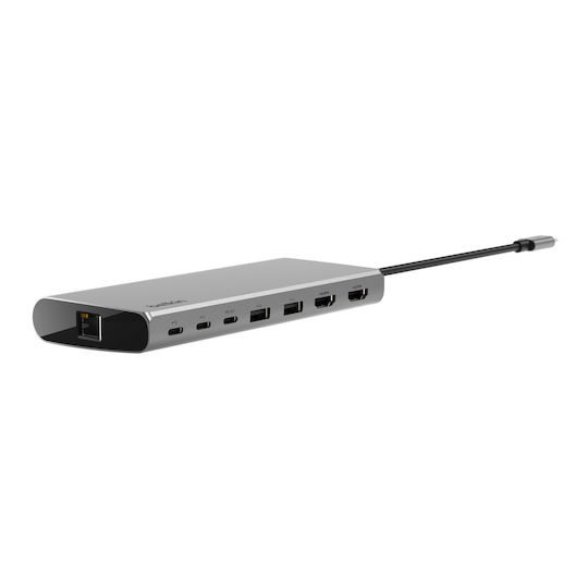 Belkin Connect USB-C Docking Station mit HDMI 4K PD Ethernet und Verbindung 2 Monitore Gray