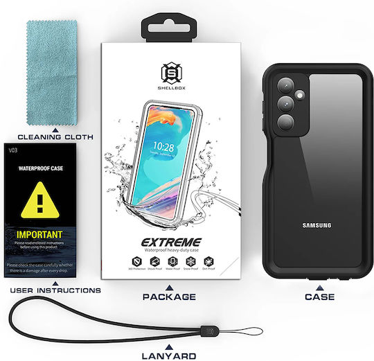 Shellbox Umschlag Rückseite Silikon Wasserdicht Schwarz (Galaxy A25 5G)