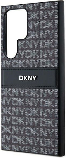 DKNY Mono Stripe & Metal Logo Umschlag Rückseite Silikon / Kunststoff Schwarz (Galaxy S24 Ultra)