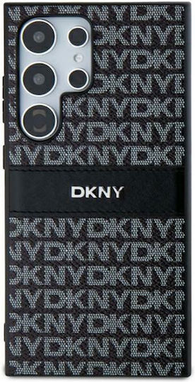 DKNY Mono Stripe & Metal Logo Umschlag Rückseite Silikon / Kunststoff Schwarz (Galaxy S24 Ultra)