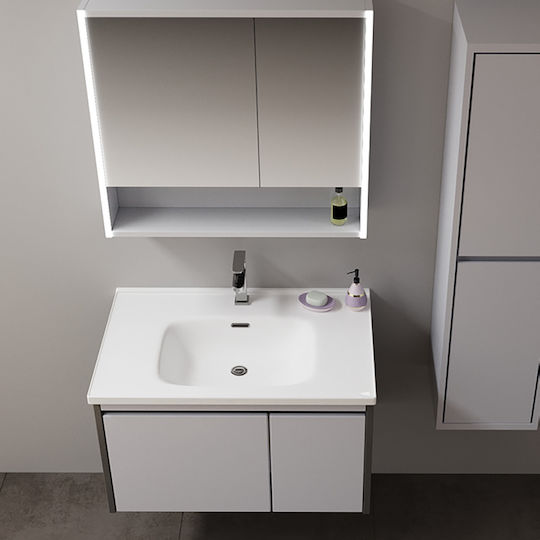 Martin Countertop with Sink & Mirror L80xW48xH135cm Grey