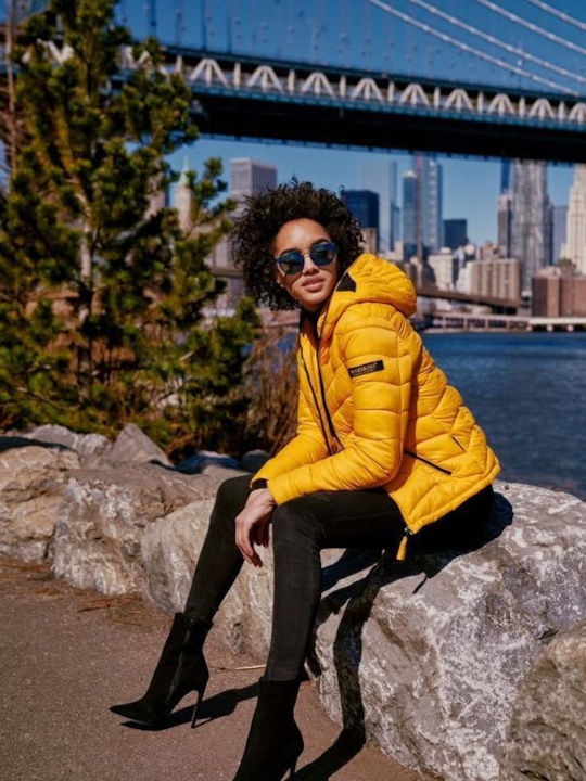 Navahoo Kuala Kurz Damen Puffer Jacke für Winter Yellow