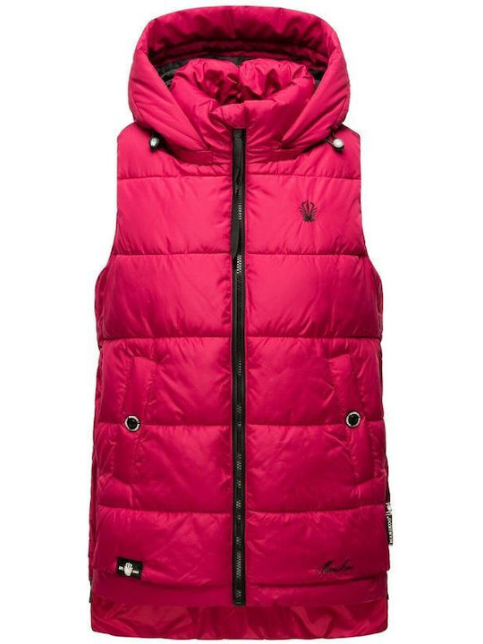 Marikoo Kurz Damen Ärmellos Puffer Jacke für Winter FUCHSIA