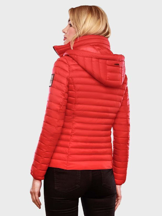 Marikoo Women's Short Puffer Jacket for Spring or Autumn RED