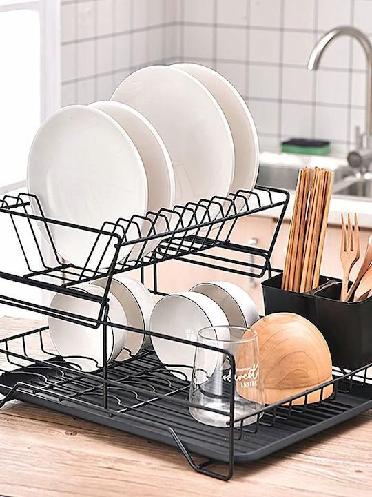 Korbi Dish Drainer Double Tier Metallic in Black Color