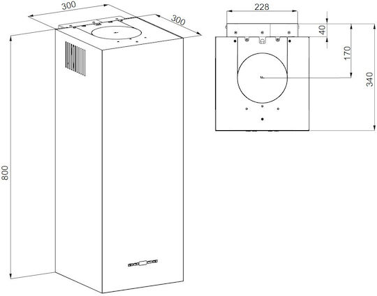 Maan Ponza W 830 Insulă Hotă 30cm Negru