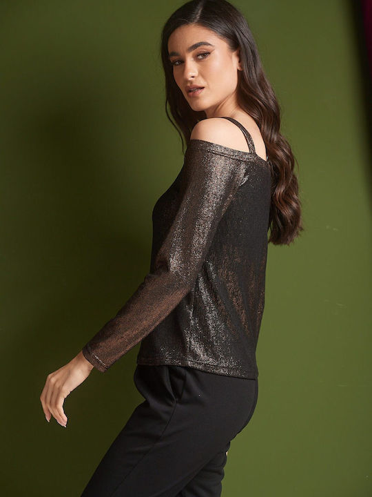 Women's Blouse with V Neckline Black