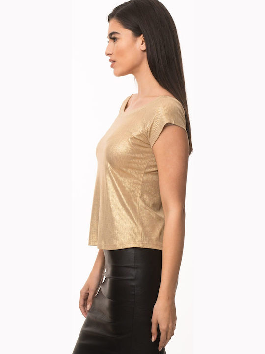 Γυναικεία Μπλούζα Off-Shoulder Κοντομάνικη Ασημι