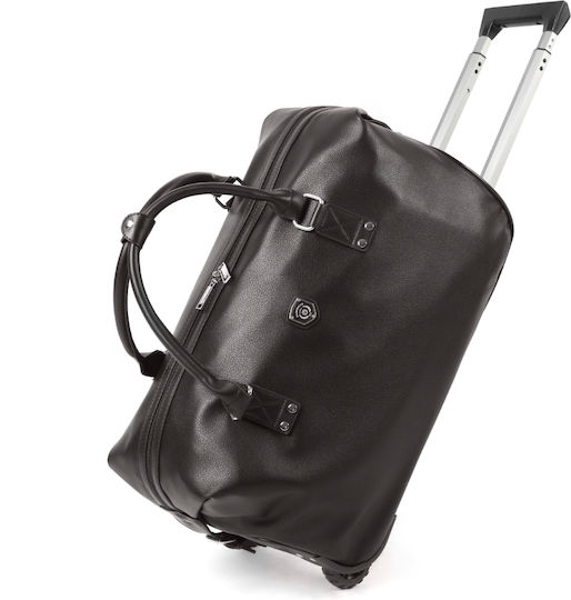 Quasar Duffle Σακ Βουαγιάζ 40lt Καφέ με Ρόδες από Δερματίνη Μ52xΠ27xΥ28εκ.