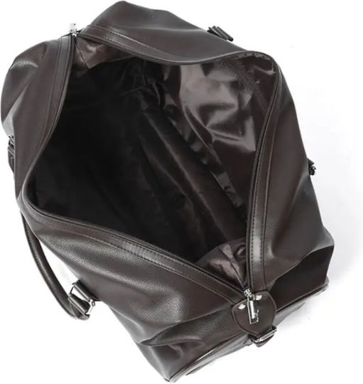 Quasar Duffle Σακ Βουαγιάζ 40lt Καφέ με Ρόδες από Δερματίνη Μ52xΠ27xΥ28εκ.