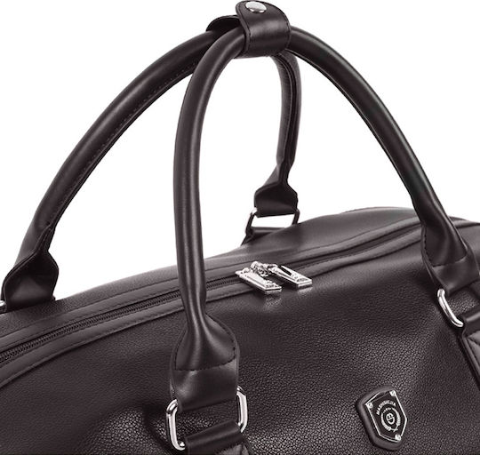 Quasar Duffle Σακ Βουαγιάζ 40lt Καφέ με Ρόδες από Δερματίνη Μ52xΠ27xΥ28εκ.