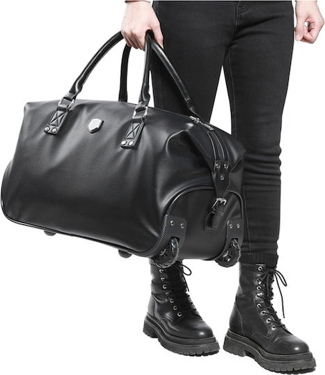 Quasar Duffle Сак Вояж 40лт Черен с колела от Изкуствена кожа Д52xШ27xВ28см.