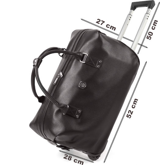 Quasar Duffle Σακ Βουαγιάζ 40lt Καφέ με Ρόδες από Δερματίνη Μ52xΠ27xΥ28εκ.