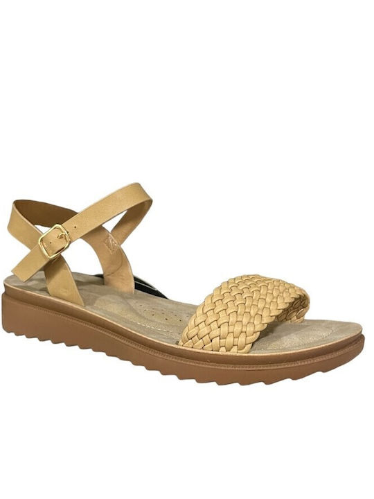 Verde Women's Flat Sandals in Beige Color