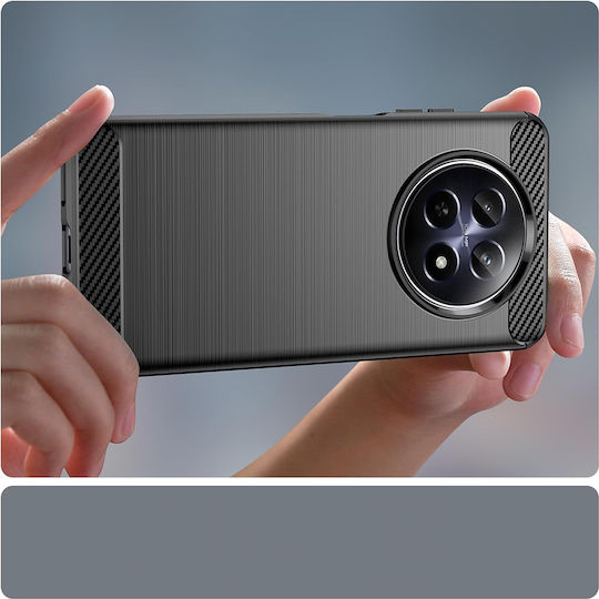Techsuit Carbon Umschlag Rückseite Silikon Schwarz (Realme 12 / 12x)