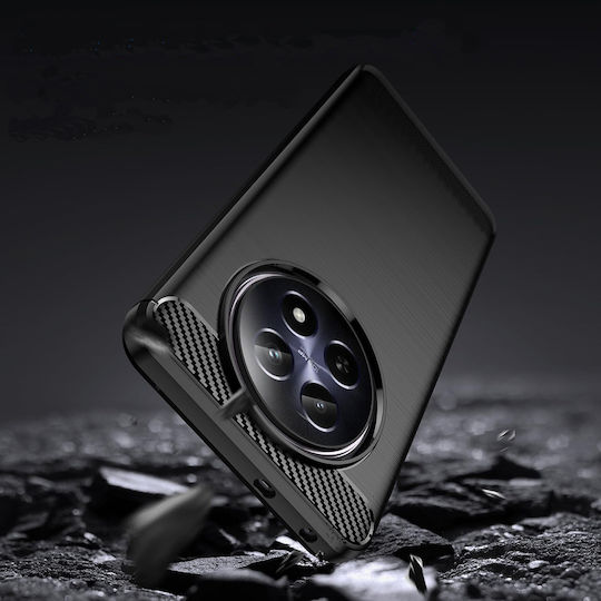 Techsuit Carbon Umschlag Rückseite Silikon Schwarz (Realme 12 / 12x)