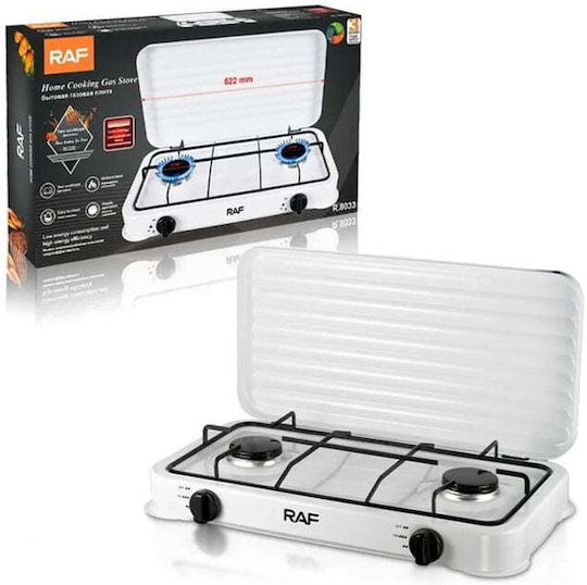 Raf R8033 Liquid Gas Countertop Double Burner White