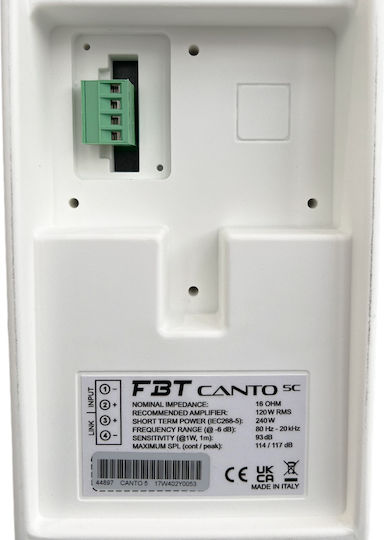 FBT CANTO5C W Παθητικό Επιτοίχιο Ηχείο 120W (Τεμάχιο) Λευκό