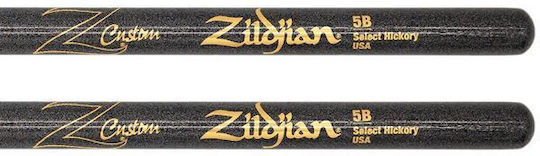 Zildjian Hickory Drumsticks Drums 5B with Tip Shape Oval in Black Color