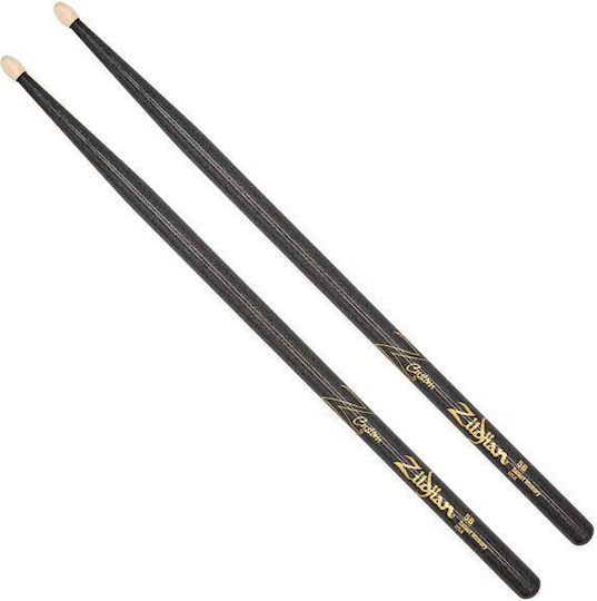 Zildjian Hickory Drumsticks Drums 5B with Tip Shape Oval in Black Color