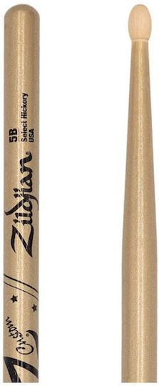 Zildjian Hickory Drumsticks Schlagzeug 5B mit Spitzenform Oval in Gold Farbe