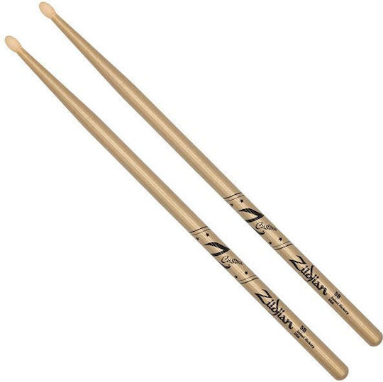 Zildjian Hickory Drumsticks Schlagzeug 5B mit Spitzenform Oval in Gold Farbe