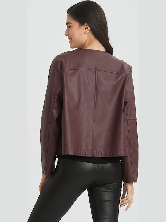 Γυναικείο Biker Jacket Μπορντό