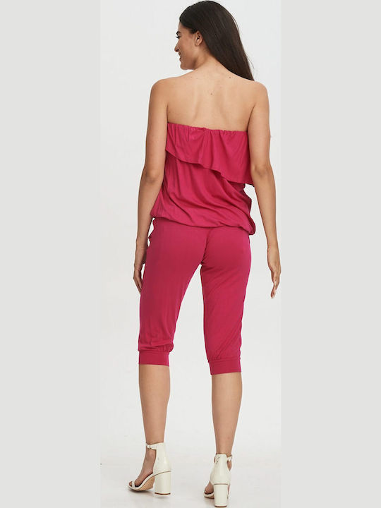 Damen Trägerlos Einteiler Anzug Pink