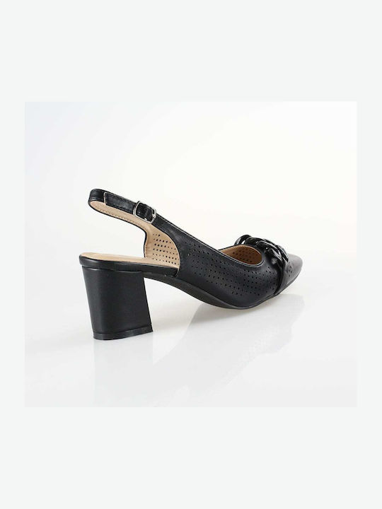 Blondie Synthetic Leather Black Medium Heels