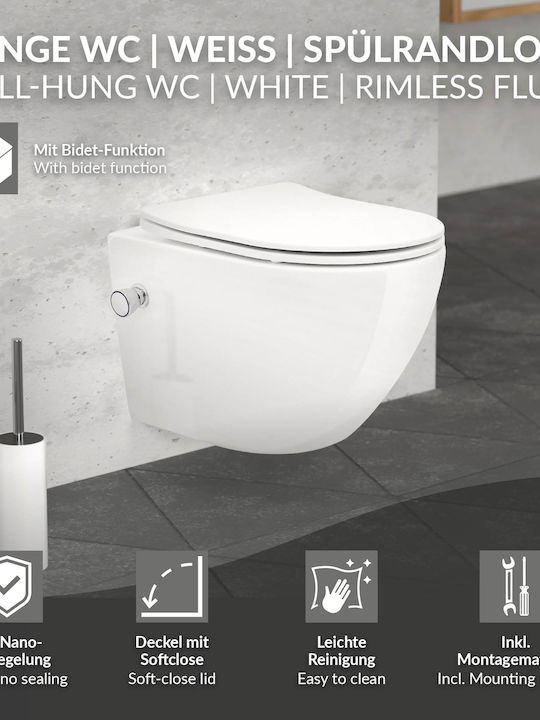 ML-Design Wandhängende Toilette mit Deckel mit Bidet Weiße 4064649130586