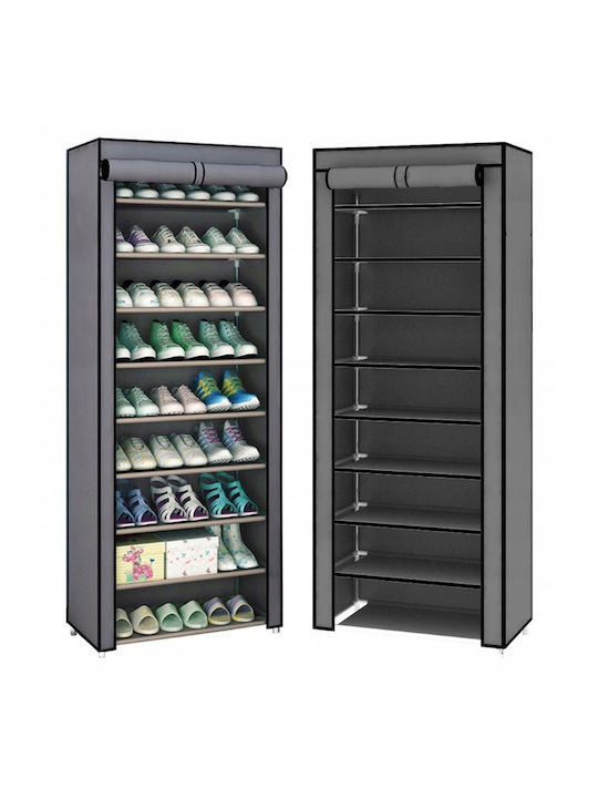 Massido Massido Fabric Wardrobe with Zipper and Shelves in Gray Color 58x28x175cm