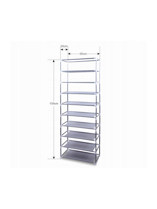 Massido Massido Fabric Wardrobe with Zipper and Shelves in Gray Color 58x28x175cm