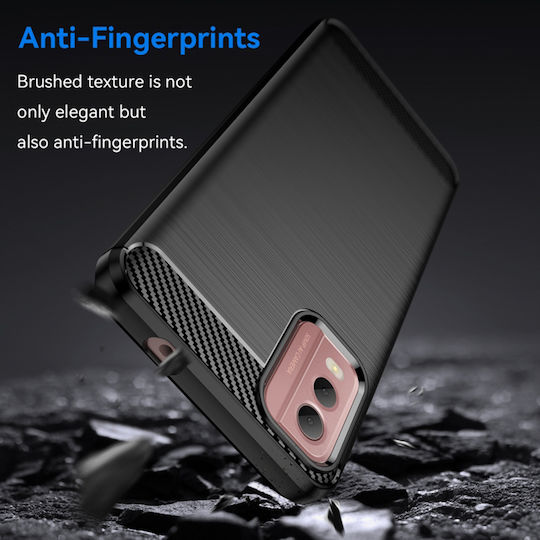 Techsuit Carbon Umschlag Rückseite Silikon Schwarz (Nokia C32)
