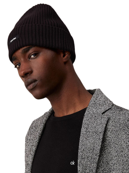 Beanie Ανδρικός Σκούφος με Rib Πλέξη σε Μαύρο χρώμα