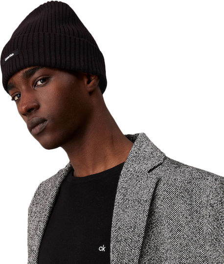 Beanie Ανδρικός Σκούφος με Rib Πλέξη σε Μαύρο χρώμα