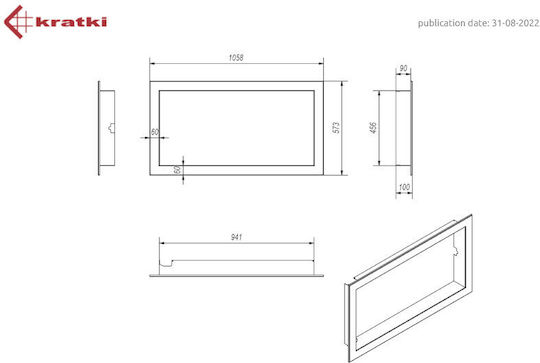 Kratki Χαλύβδινη Πρόσοψη Τζακιού 105.8x57.3cm