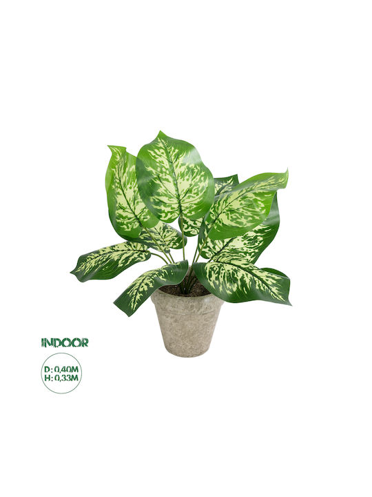 Globostar Artificial Garden Dieffenbachia Potted Plant 20897 Διακοσμητικό Φυτό Διεφενμπάχια Φ40 X Υ33cm