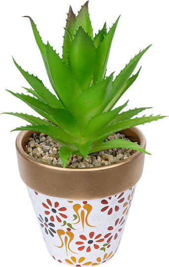 Globostar Künstliche Garten Sukkulente Aloe Topfpflanze 21044 Dekorative Pflanze Aloe F12 X H16cm