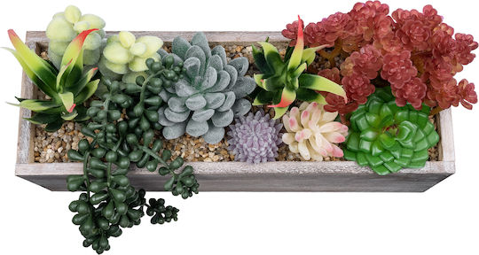 Globostar Artificial Garden Succulent Various Plant Potted Decorative Plant Mix L29 X W10 X H18cm GloboStar