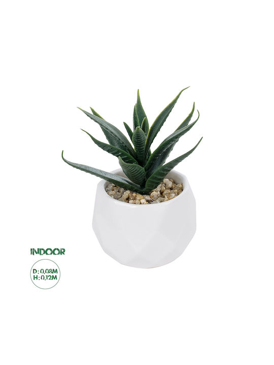 Globostar Künstliche Garten Sukkulente Aloe Topfpflanze 20992 Dekorative Pflanze Aloe H8 X H12cm