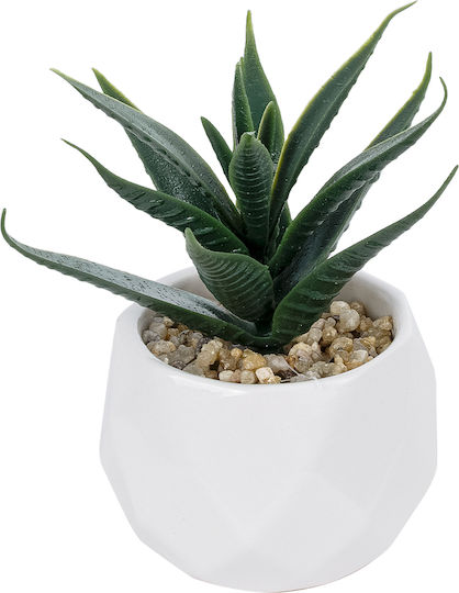 Globostar Künstliche Garten Sukkulente Aloe Topfpflanze 20992 Dekorative Pflanze Aloe H8 X H12cm