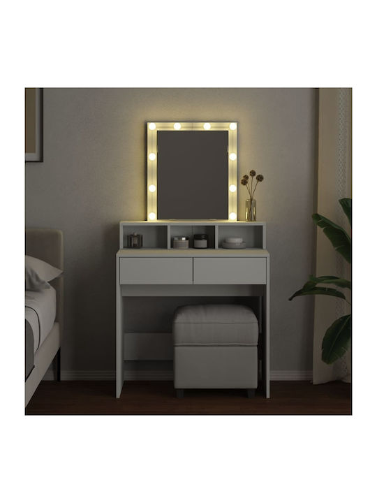 Wooden Makeup Dressing Table White with Mirror 80x41x144.5cm