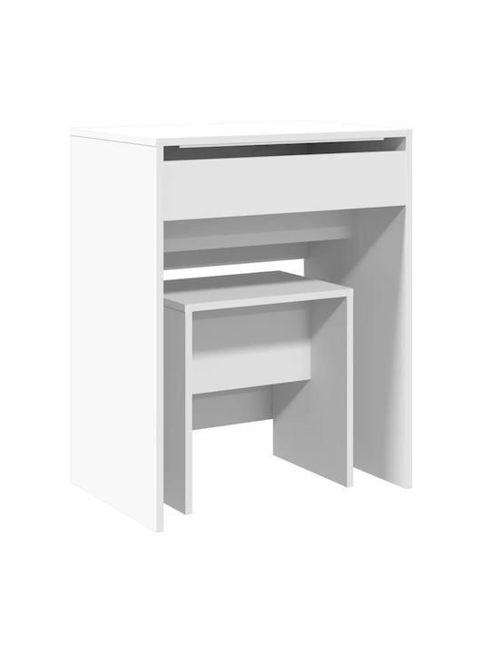 Wooden Makeup Dressing Table White with Mirror 60x40x113.5cm