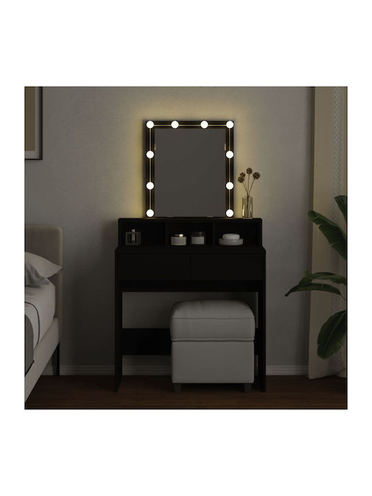 Wooden Makeup Dressing Table Black with Mirror 80x41x144.5cm