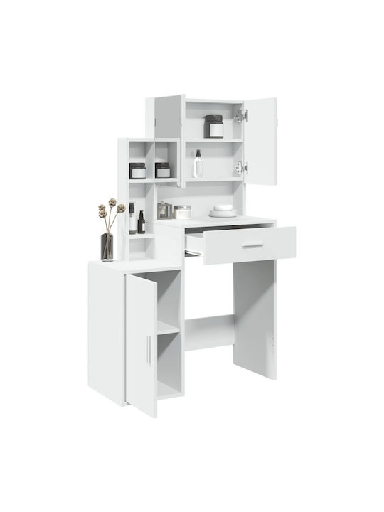 Schminktisch Hölzern White mit Spiegel 80x35x132cm