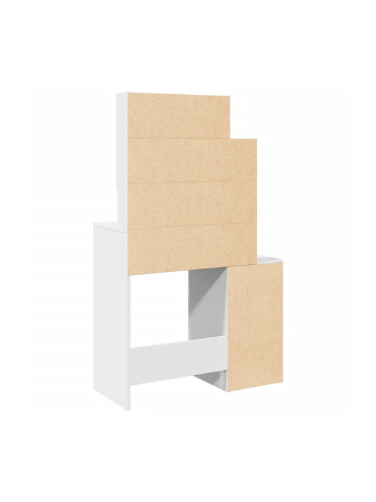 Schminktisch Hölzern White mit Spiegel 80x35x132cm