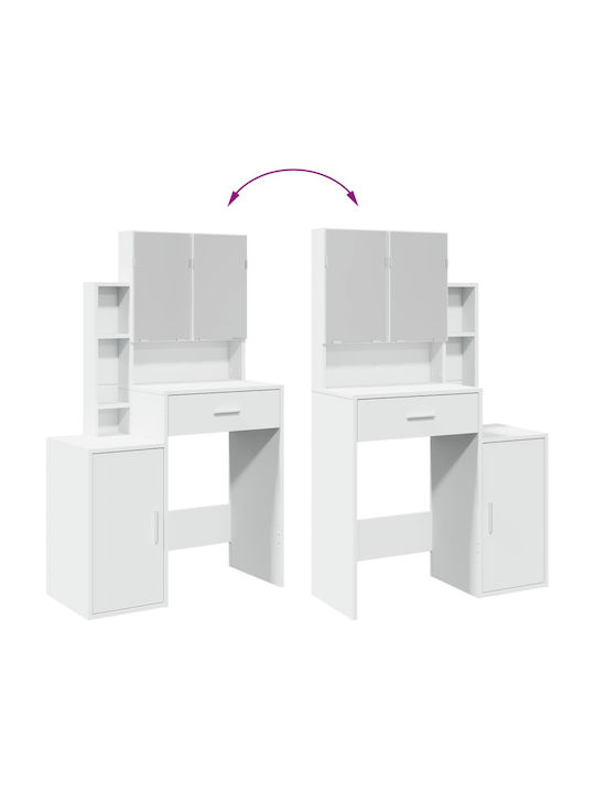 Schminktisch Hölzern White mit Spiegel 80x35x132cm