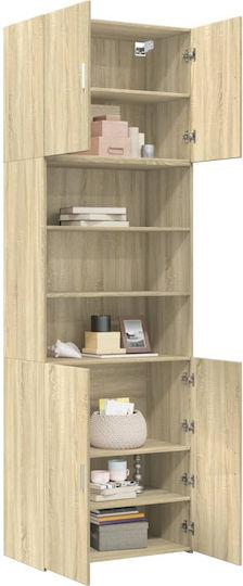 Freestanding Living Room Cabinet Made of Particle Board Oak 80x42.5x249 cm
