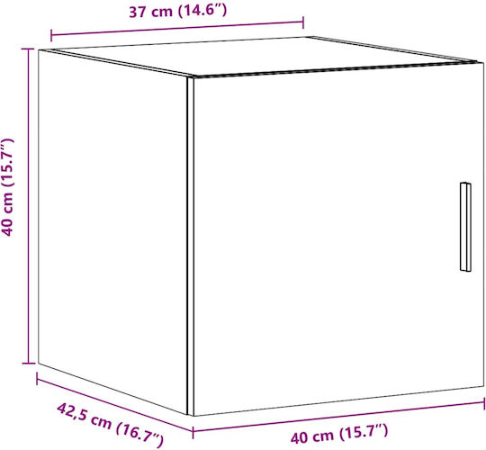 Hängeschrank fürs Wohnzimmer aus Spanplatte Grau 40x42,5x40 cm