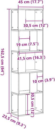 Bibliotecă Albă 45x23.5x162.5 cm